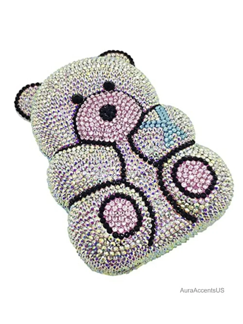 Crystal Bear Evening Clutch Purse Rhinestone Handbag Party